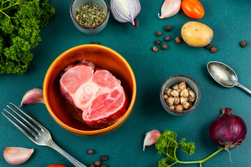 Sticker - Raw uncooked beef bones for soup.