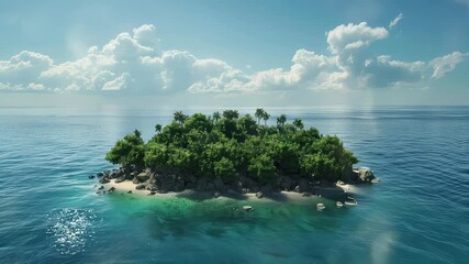 Wall Mural - animation remote tropical island surrounded by clear blue water generated with ai