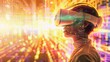 © Aksana - blur Immersive VR Experience, Person Wearing Virtual Reality Headset, Futuristic Technology Concept