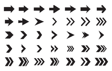 Poster - Arrow icon set. Black arrows icons. Different cursor arrow direction symbols in flat style. simple arrows, Cursor. Modern simple arrows. Vector illustration