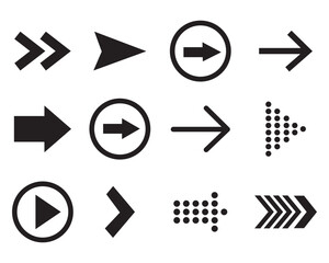 Poster - arrows set icon. arrow vector collection in black color, modern and simple arrows. arrow. cursor. mo
