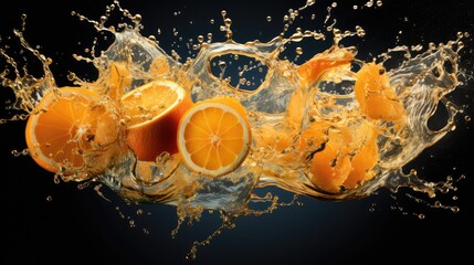 Wall Mural - collision orange water splash