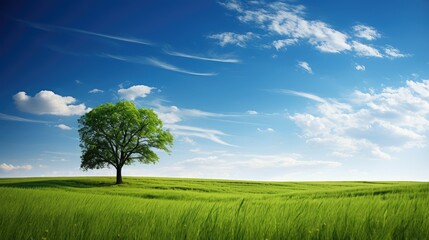 Wall Mural - landscape green grass blue sky