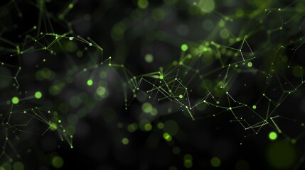 Poster - Abstract green network background featuring interconnected glowing nodes and lines in a dark setting.