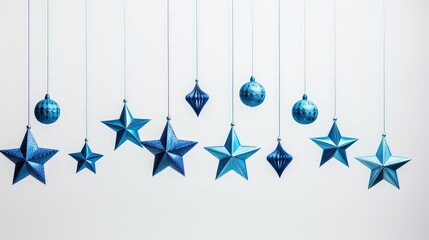 Poster - festive blue hanging ornaments