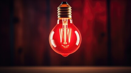 Poster - lit red lightbulb