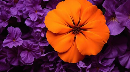 Poster - contrast orange and purple flowers