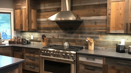 Canvas Print - wood kitchen backsplash