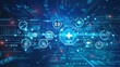 © Nathan - Futuristic healthcare technology interface with data visualization and medical symbols.