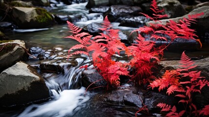 Canvas Print - nature red ferns