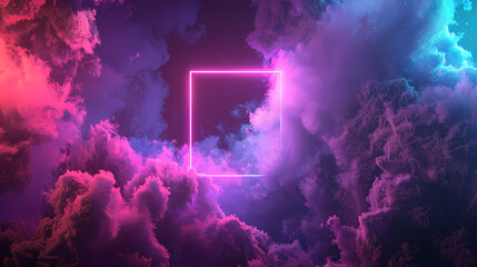 Neon frame background in sky scene