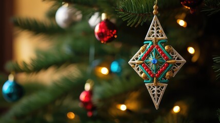 Poster - glitter christmas tree and menorah