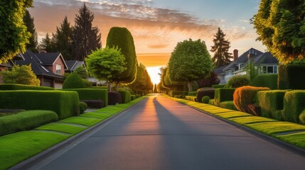 Poster - manicured road suburban