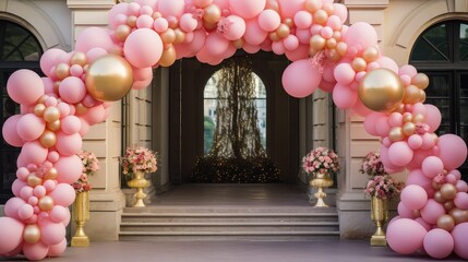 Poster - elegant gold and pink balloons