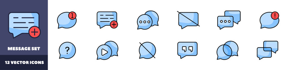 Poster - Message set icons. Message bubble icons. Flat style. Vector icons.
