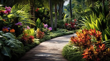 Sticker - pathway tropical plant border