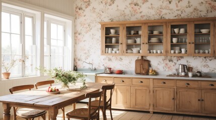 vintage wallpaper kitchen