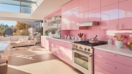 Sticker - sleek pink kitchen