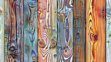 Canvas Print - A background of colorful wooden planks