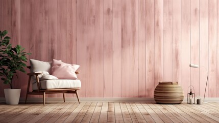 Sticker - floor pink wood planks