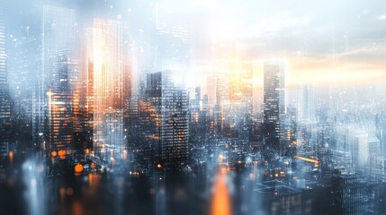 Poster - buildings and coins on a business background. finance and business. stock market.