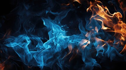 Canvas Print - blue fire flames background