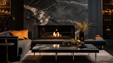 Poster - stylish black and gold marble