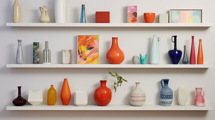 Poster - wood wall with shelves