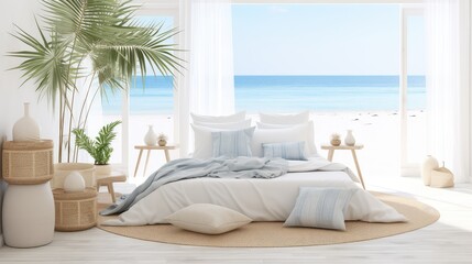 Poster - decorated blurred coastal interior mockup