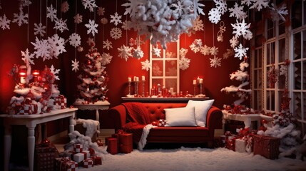 Wall Mural - garlands red christmas paper