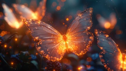 Therapist's signs manifesting as luminous butterflies, carrying messages across dimensions to ethereal patients. Magical communication. 