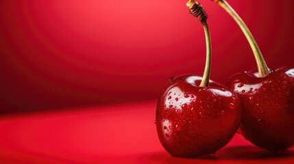 Poster - closeup ripe cherry background