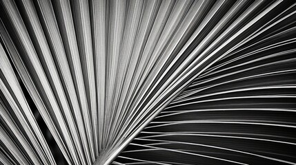 Poster - leaf palm leaves black and white