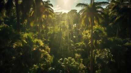 Wall Mural - forest palm trees top view