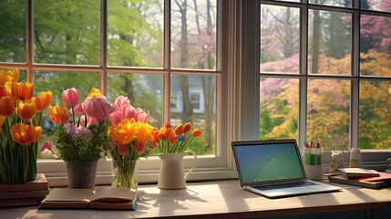 Canvas Print - workspace home office window