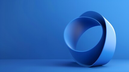 Canvas Print - A blue, abstract 3D shape on a blue background.