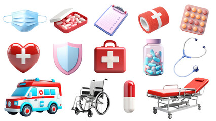 Sticker - 3D medical png element set, transparent background