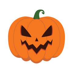 Sticker - Funny Halloween orange pumpkin - Jack o'lantern. Vector illustration isolated on a white background