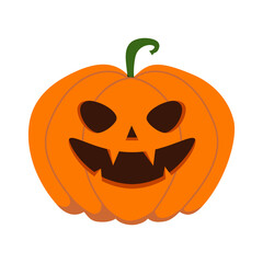 Sticker - Funny Halloween orange pumpkin - Jack o'lantern. Illustration on transparent background