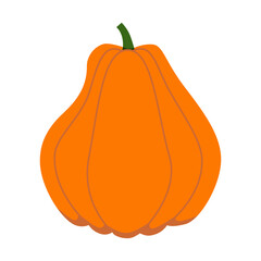 Canvas Print - Orange flat pumpkin. Illustration on transparent background