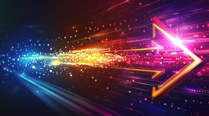 Abstract Technology Arrow. Moving Forward in Digital Data Communication Network Background