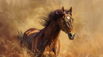  Arabian Horse: Emotion of Freedom in Equestrian Gold Farm Setting