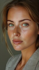 Wall Mural - A woman with green eyes and a tan complexion