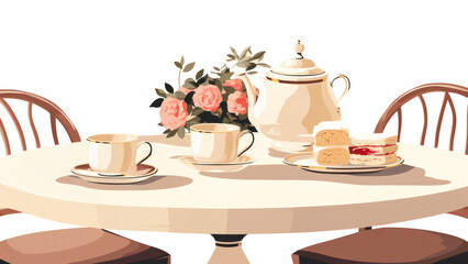 Sticker - PNG English afternoon tea table food furniture.