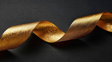 Wall Mural - Golden Ribbon on a Black Background