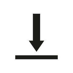 Poster - download icon vector. black arrow pointing down to horizontal line. simple download symbol.