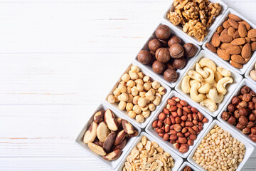 Canvas Print - Mix of nuts in bowl . Food background