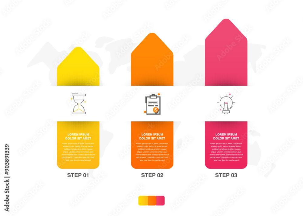 Vector infographic arrow design with three steps. Infographics template ...