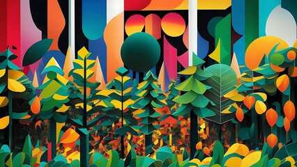 Modern Geometric Background Abstract Nature Forest