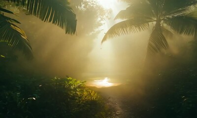 Wall Mural - Sultry afternoon in a tropical jungle